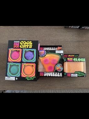NeeDoh BUNDLE Lot 3 Cool Cats Pizza Glow Nice Cube Orange